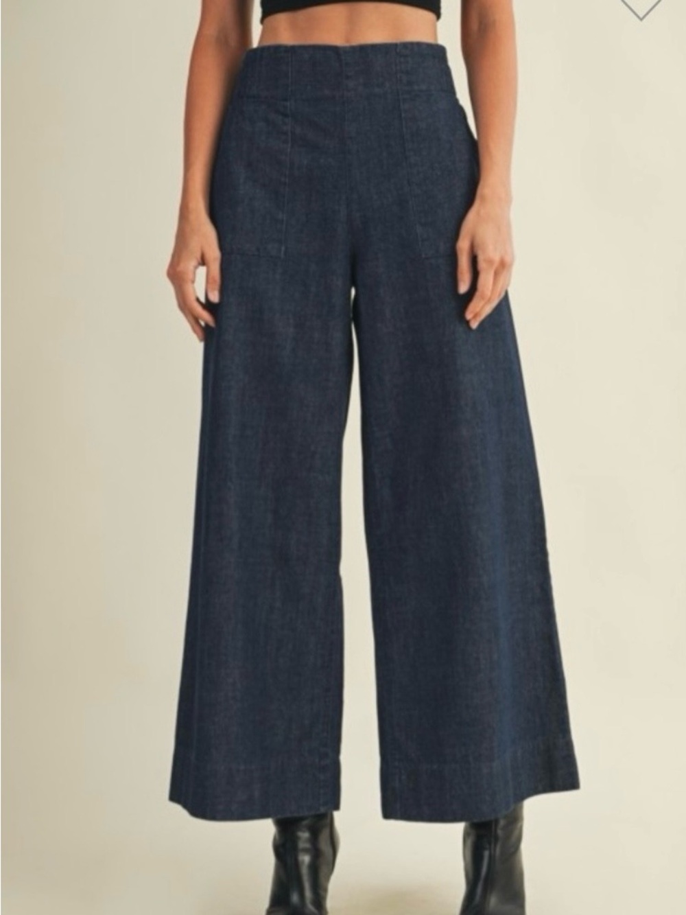 NWT Mustard Seed High rise denim dark wash palazzo pants sz s - Picture 4 of 14